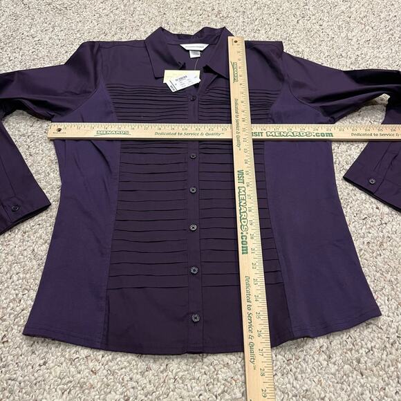 NWT Christopher & Banks Button Front Long Sleeve Tee Sz XL Purple Textured - Picture 4 of 5